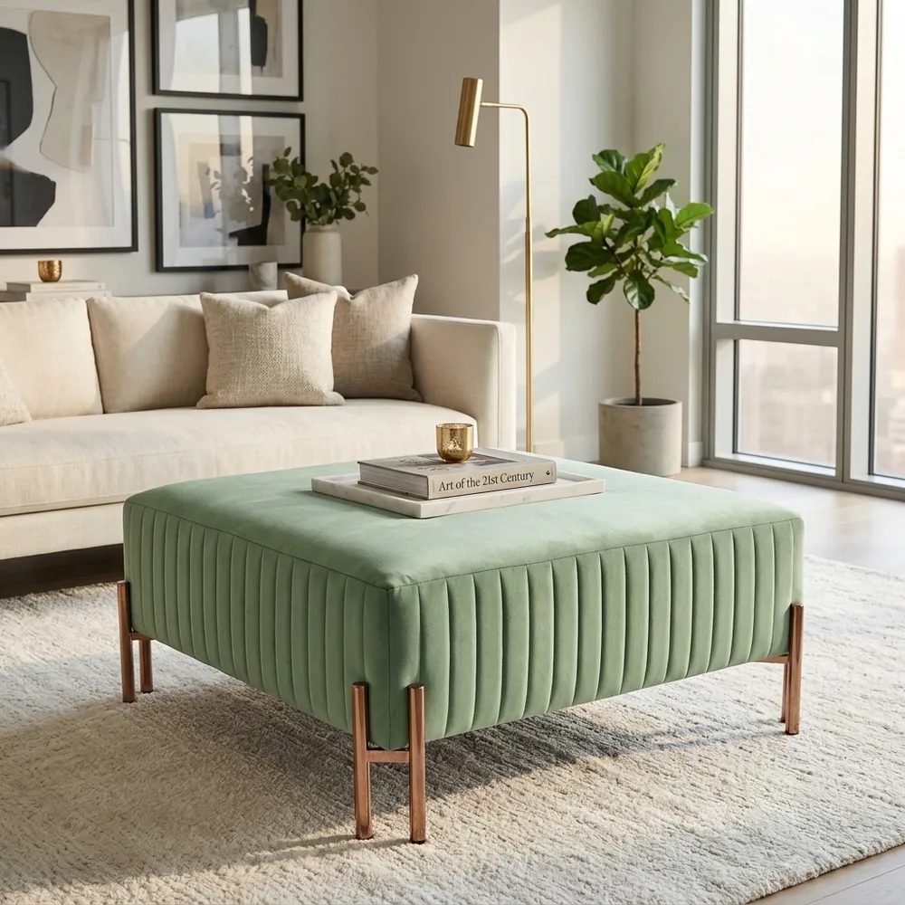 ARNETTPARK GREEN OTTOMAN 18 (IN)