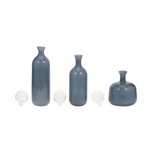 HARSTONRIDGE SET OF 3 BLUE GLASS VASES 19 (IN) 5