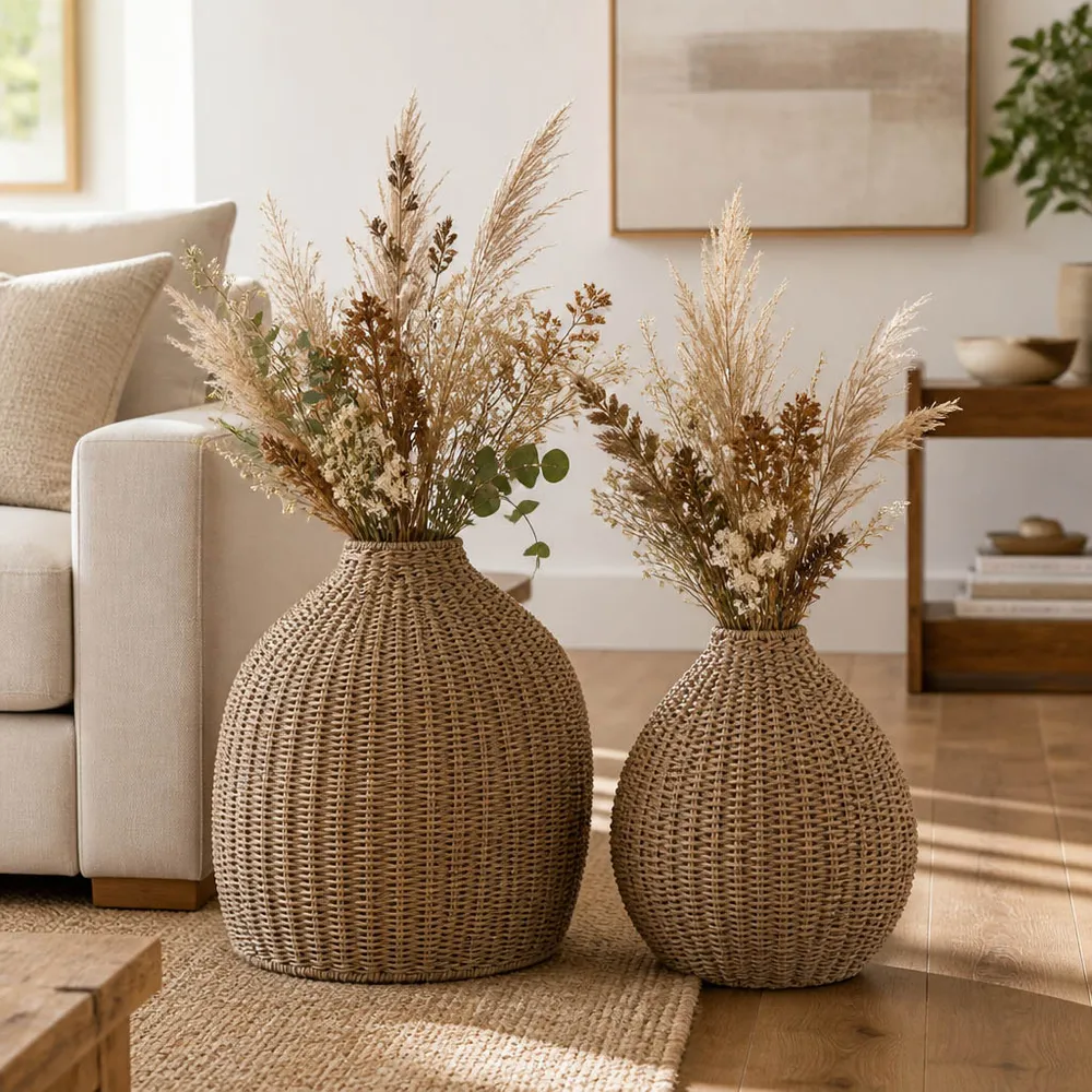 WYLERMORE SET OF 2 TAN VASES 21 (IN)