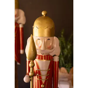 Set of 2 Painted Metal Nutcrackers on Wood Bases 5