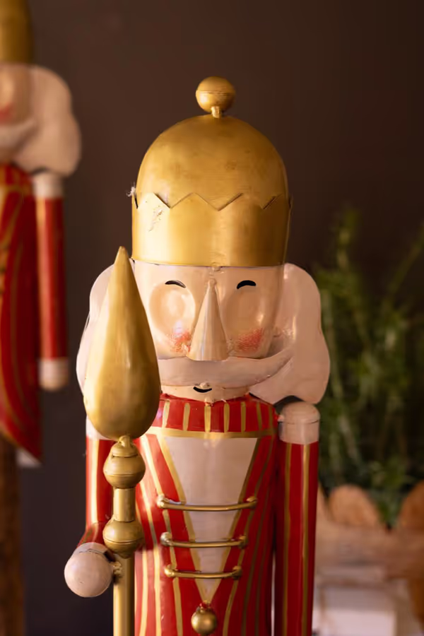 Set of 2 Painted Metal Nutcrackers on Wood Bases
