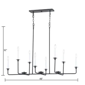Lexington Green 48'' Wide 8-Light Linear Chandelier - Matte Black 3