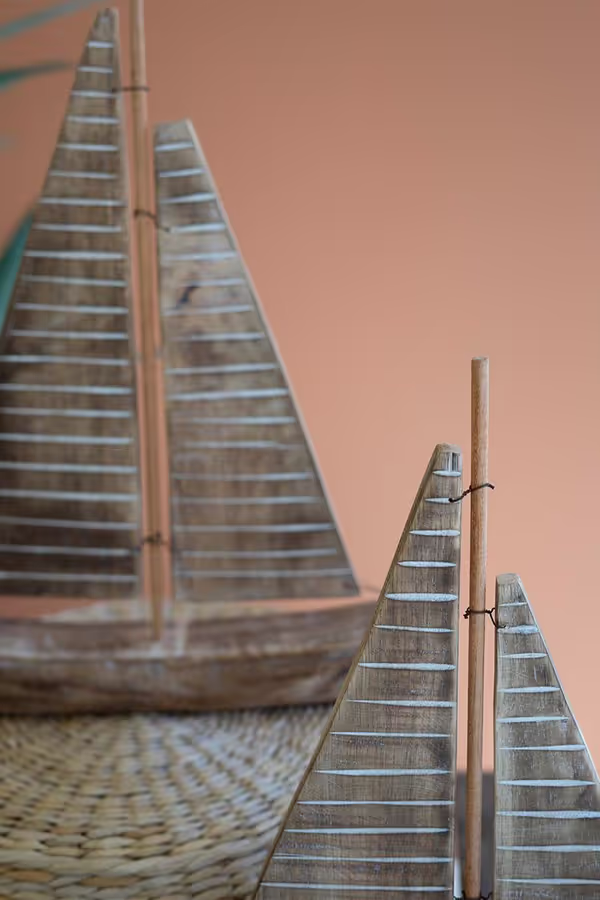 Set of 2 Rustic Recycled Wood Sailboats