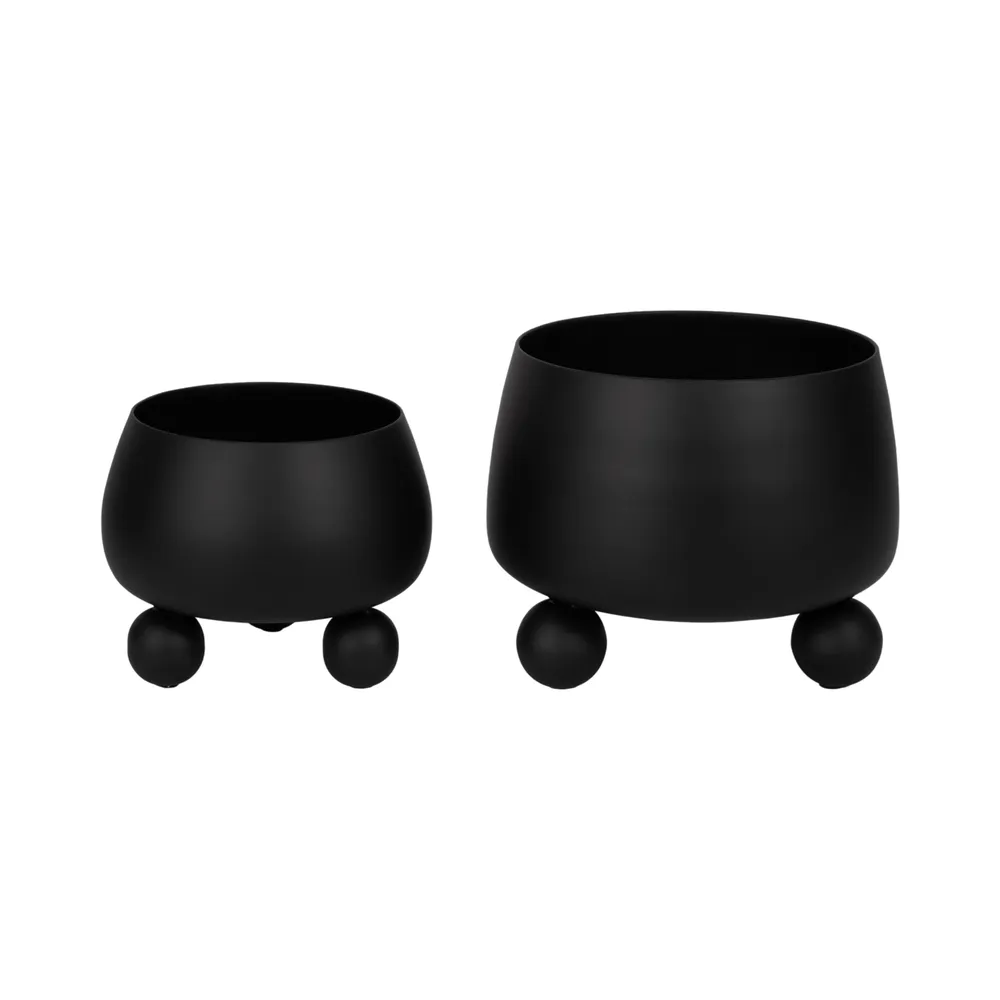 ALBAFIELD SET OF 2 BLACK PLANTER 9 (IN)
