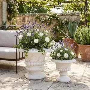 FLEMMINGOAK SET OF 2 IVORY PLANTER 21 (IN) 11