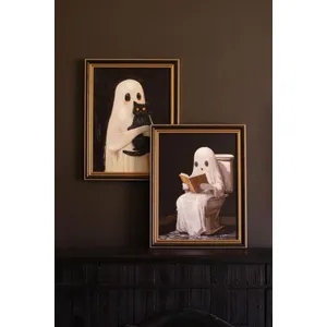 Set of 2 Framed Halloween Ghosts Paintings 5