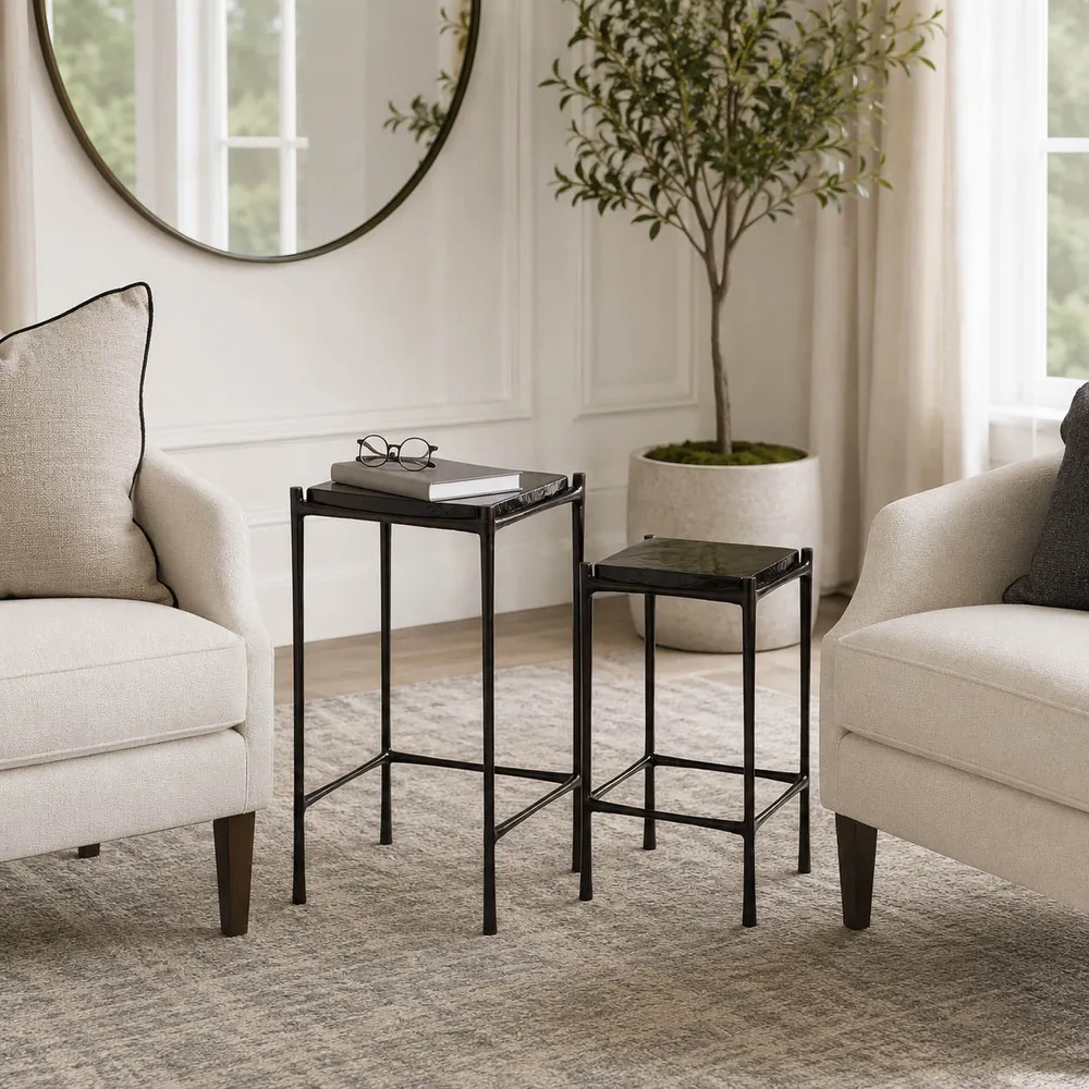 DRAKEROSE SET OF 2 BLACK TABLE 25 (IN)