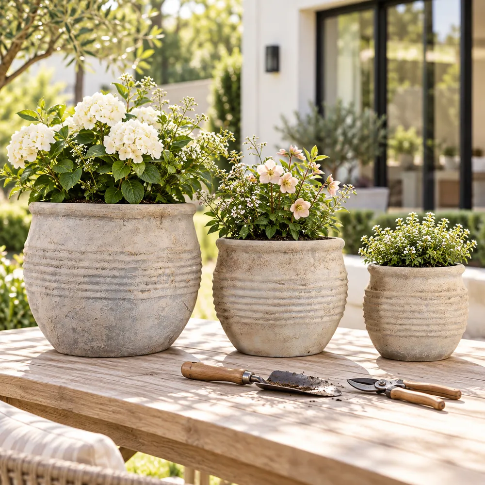 ERINROSE SET OF 3 TAN PLANTER 13 (IN)