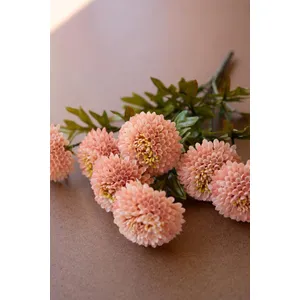 Bundle of 7 Artificial Light Pink Ball Dahlias 7