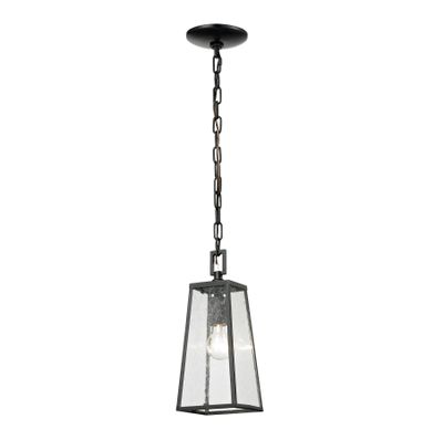 Meditterano 5″ Wide 1-Light Outdoor Pendant - Matte Black