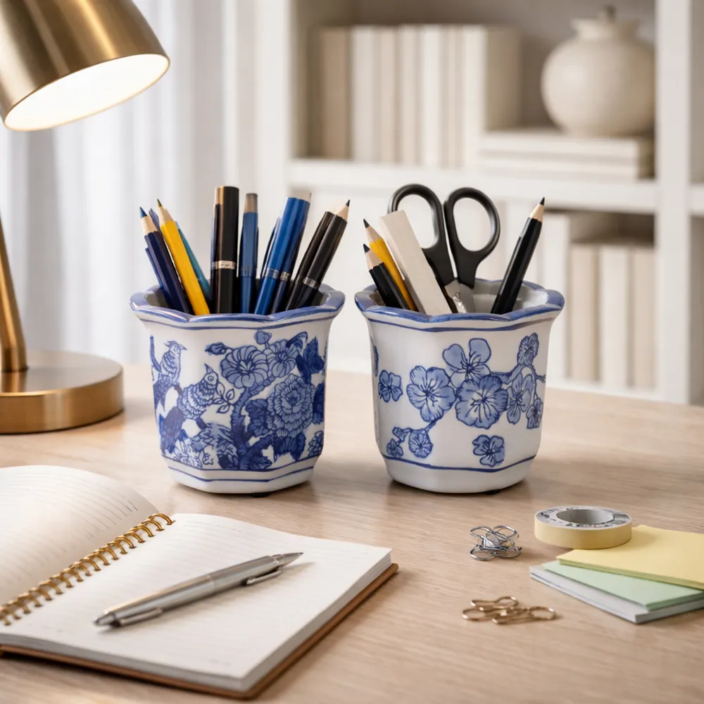 BERGENFIELD SET OF 2 BLUE PENCIL CUP 4 (IN)
