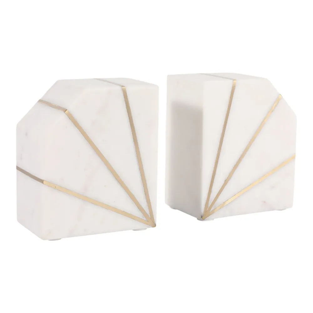 BRUNOCROSS SET OF 2 WHITE BOOKENDS 5 (IN)