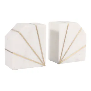 BRUNOCROSS SET OF 2 WHITE BOOKENDS 5 (IN) 4