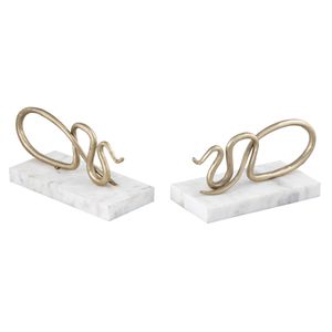Snake Bookend - Set of 2 Polished Brass 2