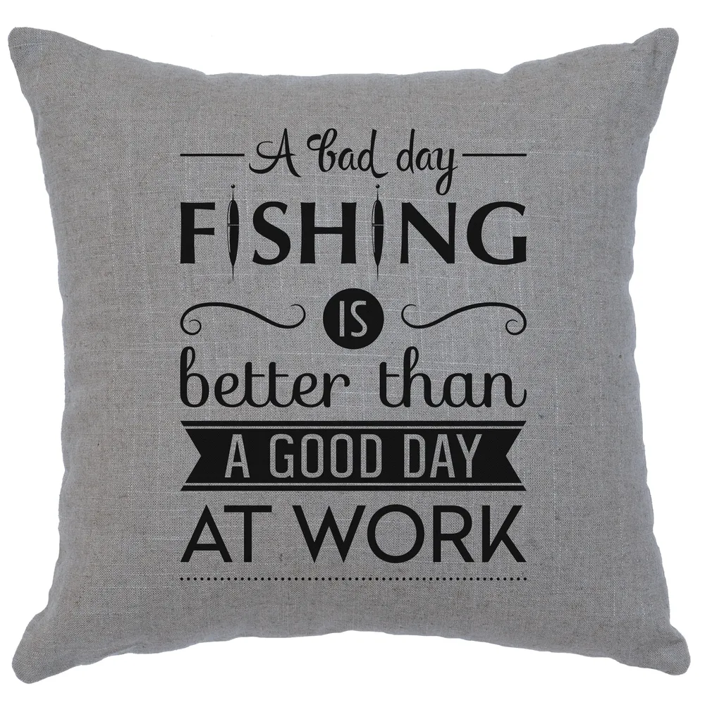 Image Pillow - Fishing Day - Linen Gray