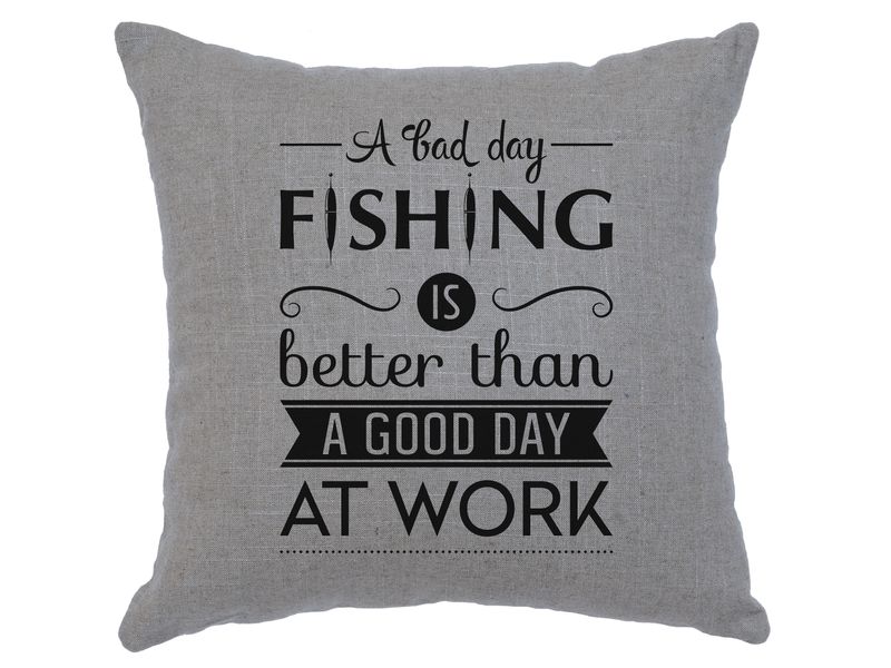 Image Pillow - Fishing Day - Linen Gray 1