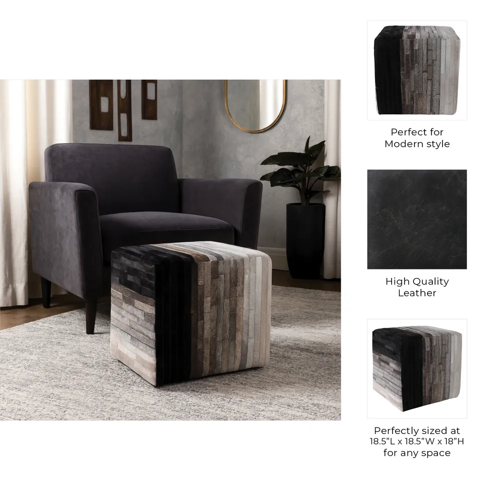 SPARROWSTONE BLACK OTTOMAN 18 (IN)