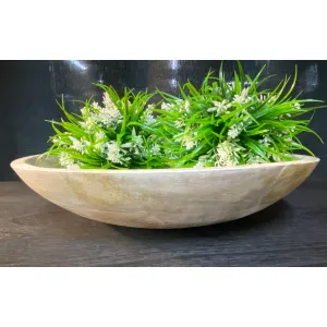 White Washed Wooden Bowl 14x14x2.5in 3