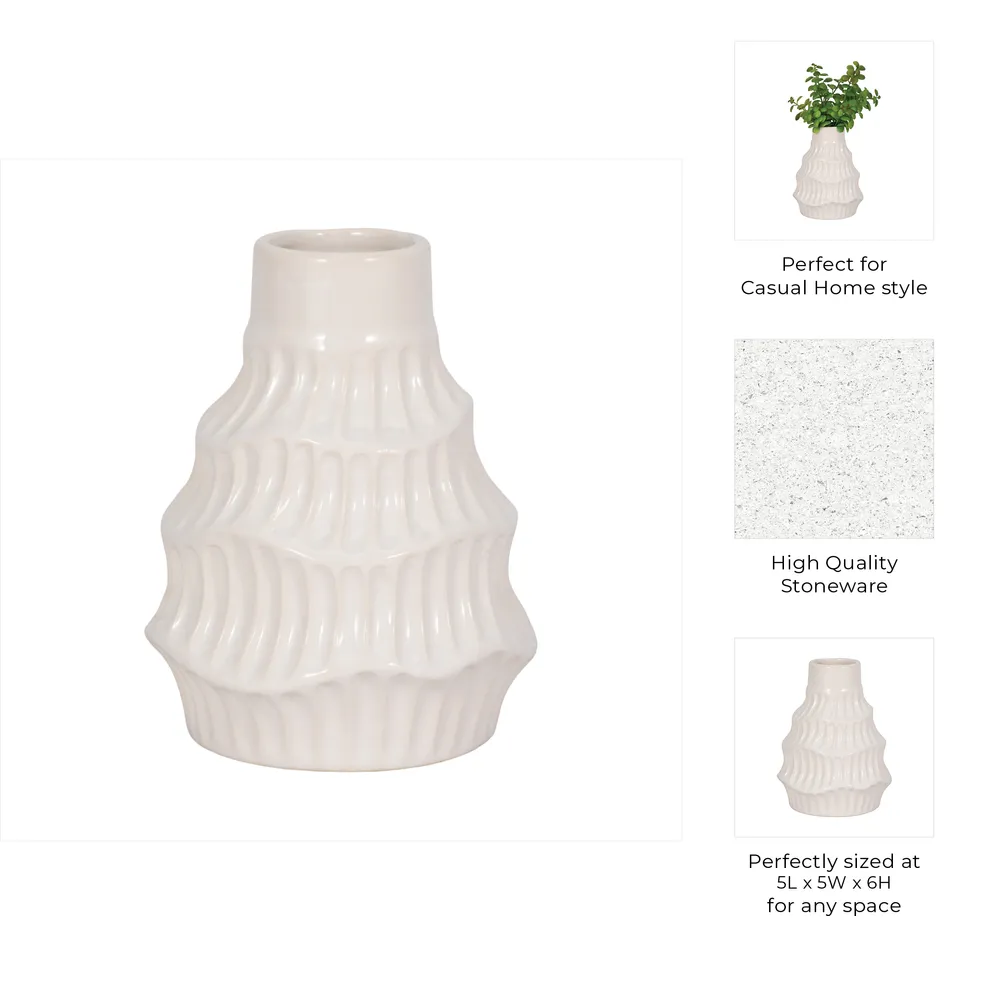 WELDONBEACH WHITE VASE 6 (IN)