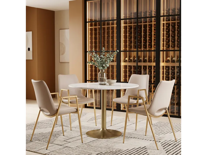 Desi Dining Chair Beige & Gold 8