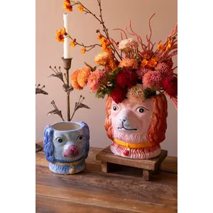 Set of 2 Vintage-Inspired Ceramic Colorful Dog Vases 3