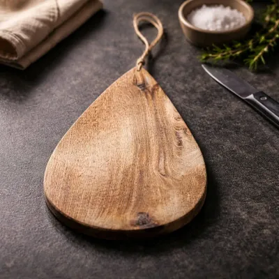 Dark Wood Tear Drop Chopping Board 16x10x1in