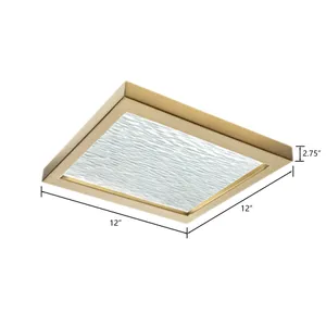 For-Square 12'' Wide Integrated LED Flush Mount - Satin Brass 2