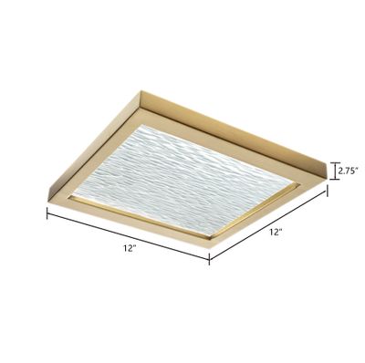 For-Square 12″ Wide Integrated LED Flush Mount - Satin Brass