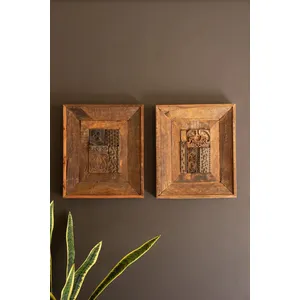 Set of 2 Repurposed Framed Wood Block Stamps 1