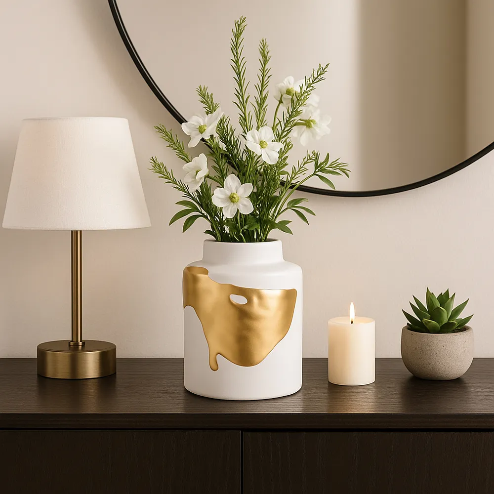 JUNEROSE WHITE VASE 10 (IN)