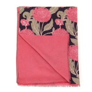 Chrysanthemum Flower Pink Reversible Wrap Scarf 5