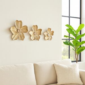 CHESTERROSE SET OF 3 GOLD WALL FLOWERS 4 (IN) 10