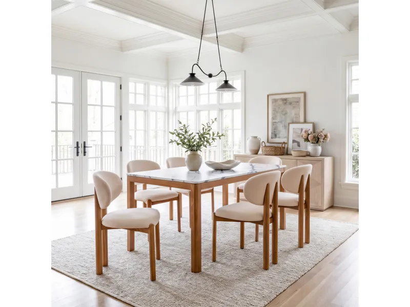 Rosetta Dining Chair Beige & Walnut 10