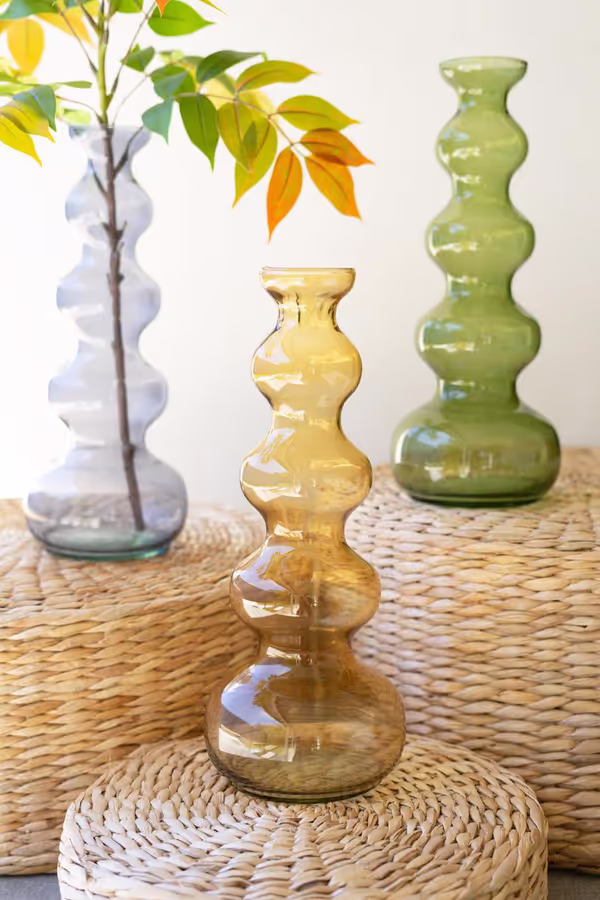 Small Glass Bubble Vase / Green