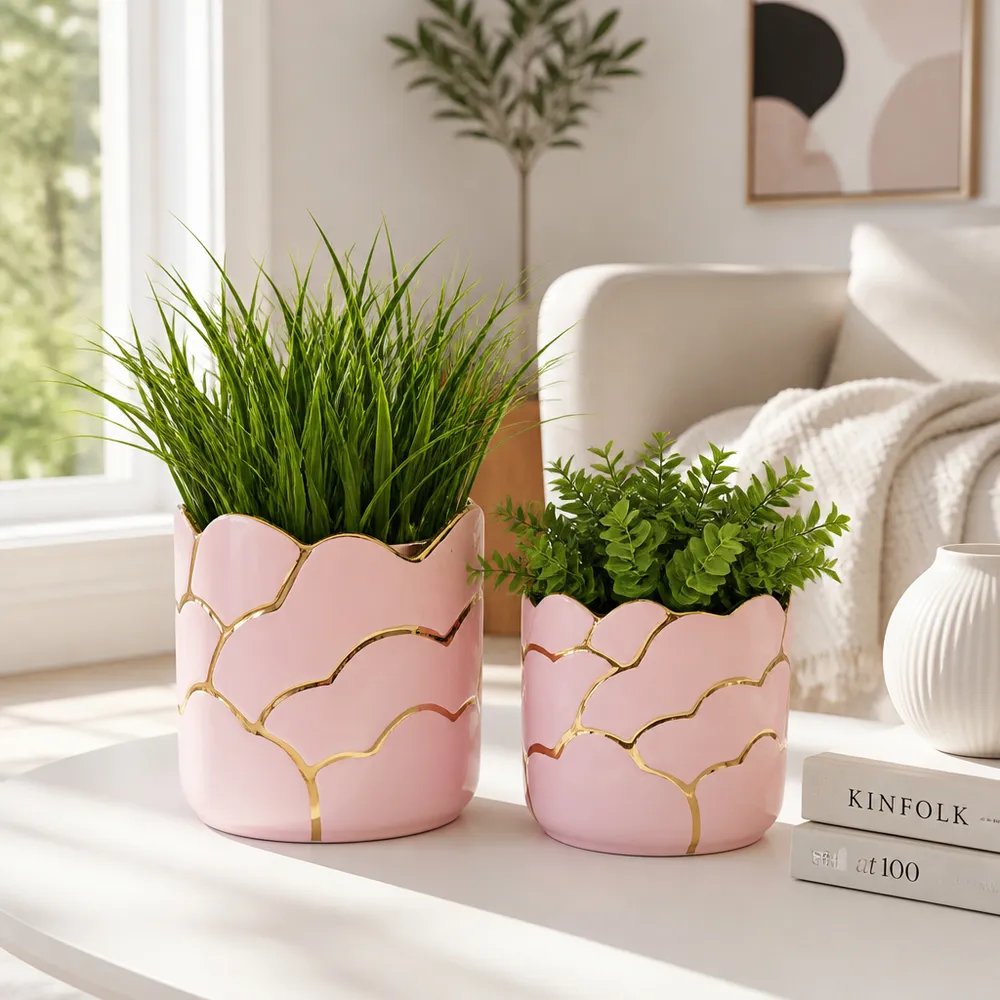 BRIGHTONROSE SET OF 2 PINK PLANTER 7 (IN)