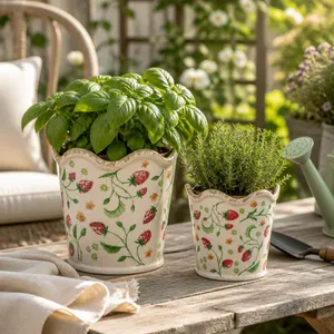 REEDHOLM SET OF 2 RED PLANTER 8 (IN) 11