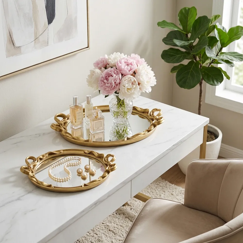 BRAMWIND SET OF 2 GOLD TRAY 2 (IN)