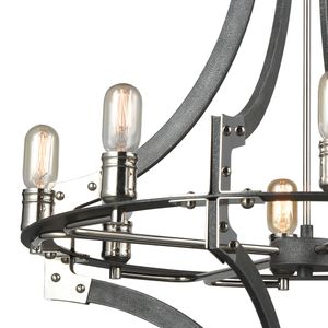 Riveted Plate 28'' Wide 8-Light Chandelier - Silverdust Iron 2