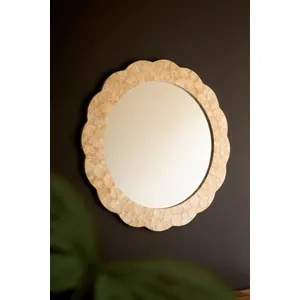 Scalloped Round Layered Capiz Shell Mirror 1