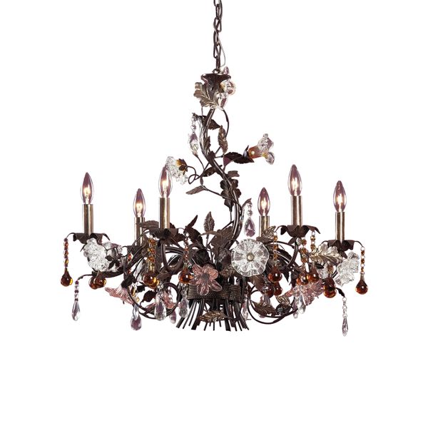 Cristallo Fiore 29'' Wide 6-Light Chandelier - Bronze