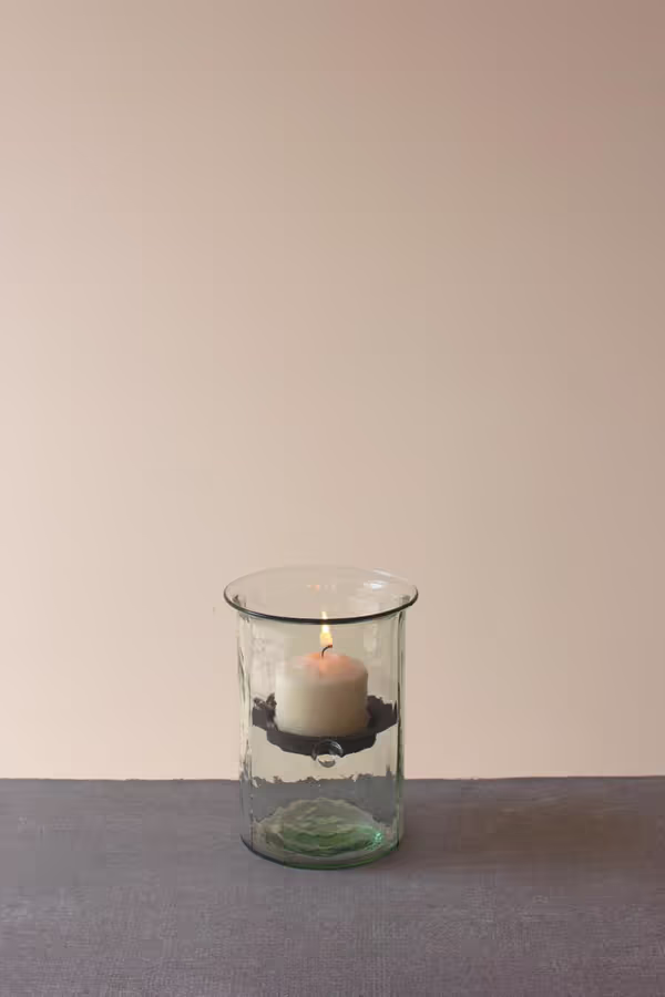 Mini Glass Candle Cylinders with Rustic Insert \ Small