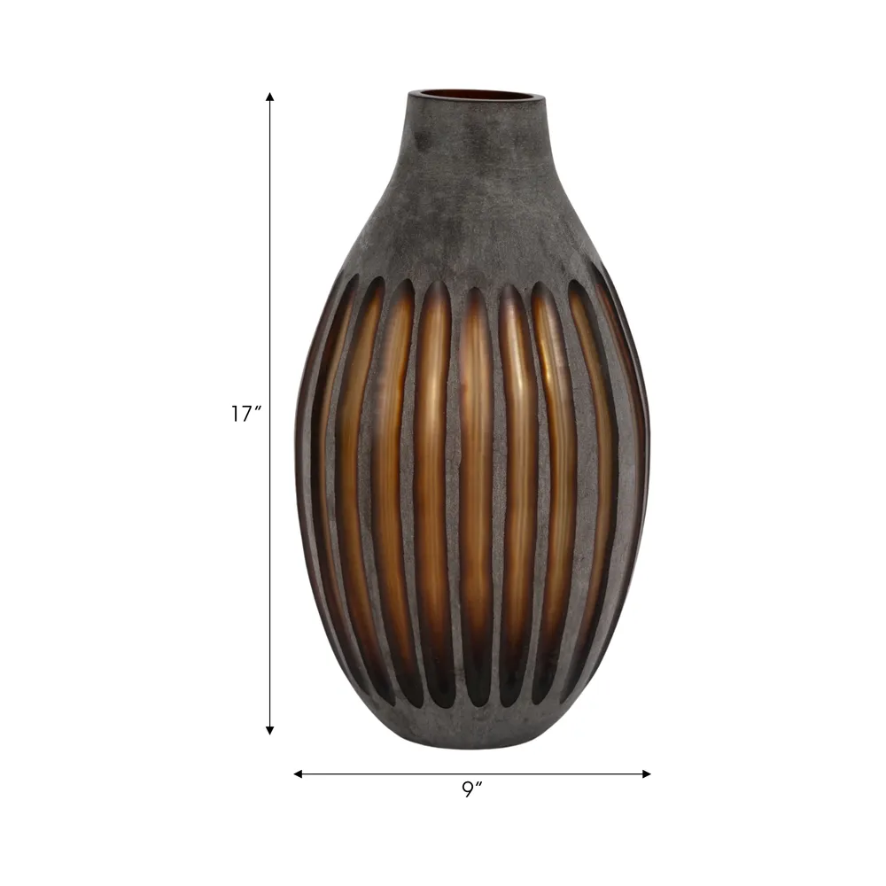 DESMONDCROSS GRAY GLASS VASE 17 (IN)