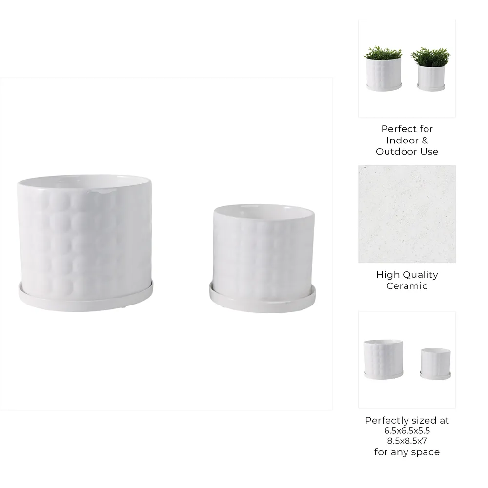 NICOLEMOOR SET OF 2 WHITE PLANTER 7 (IN)