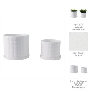 NICOLEMOOR SET OF 2 WHITE PLANTER 7 (IN) 9