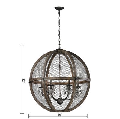 Renaissance Invention 30″ Wide 6-Light Chandelier - Weathered Zinc