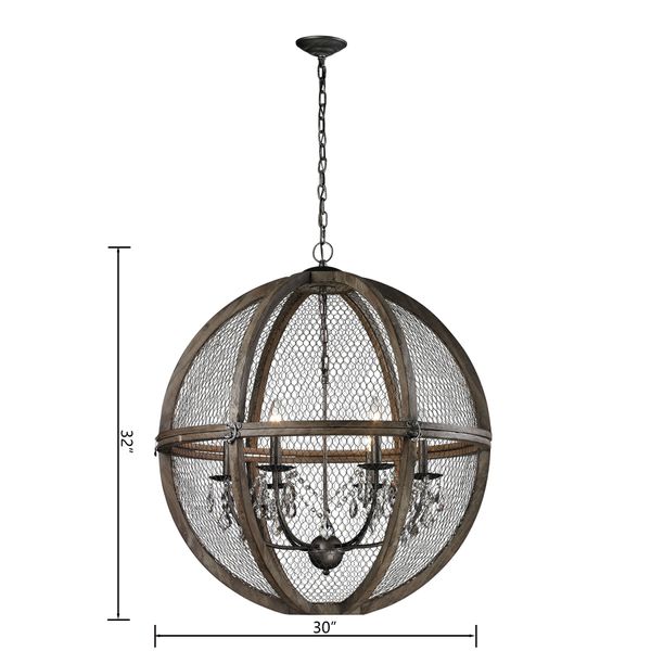 Renaissance Invention 30'' Wide 6-Light Chandelier - Weathered Zinc