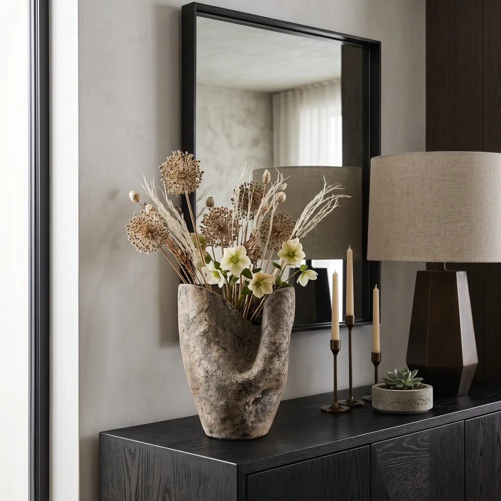 RUSHBROOK BROWN VASE 14 (IN)