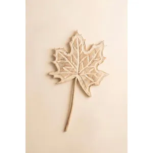 Hand-Carved Paulownia Wood Maple Leaf Wall Art 4