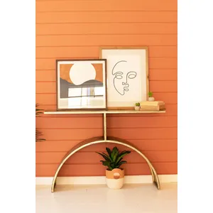 Antique Brass Console Table with Arched Base 1