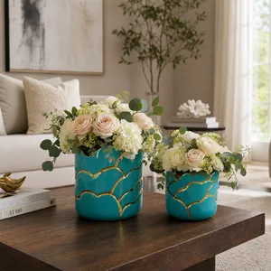 BRIGHTONROSE SET OF 2 TURQUOISE PLANTER 7 (IN) 3